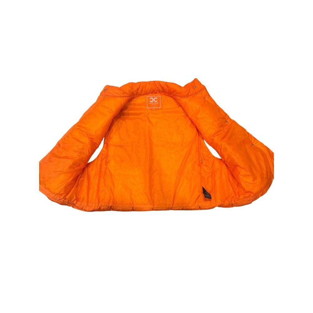 Orange Puffer Vest W/High Neck By Culture Couture M 100% Polyester Lightweight D - Picture 5 of 8